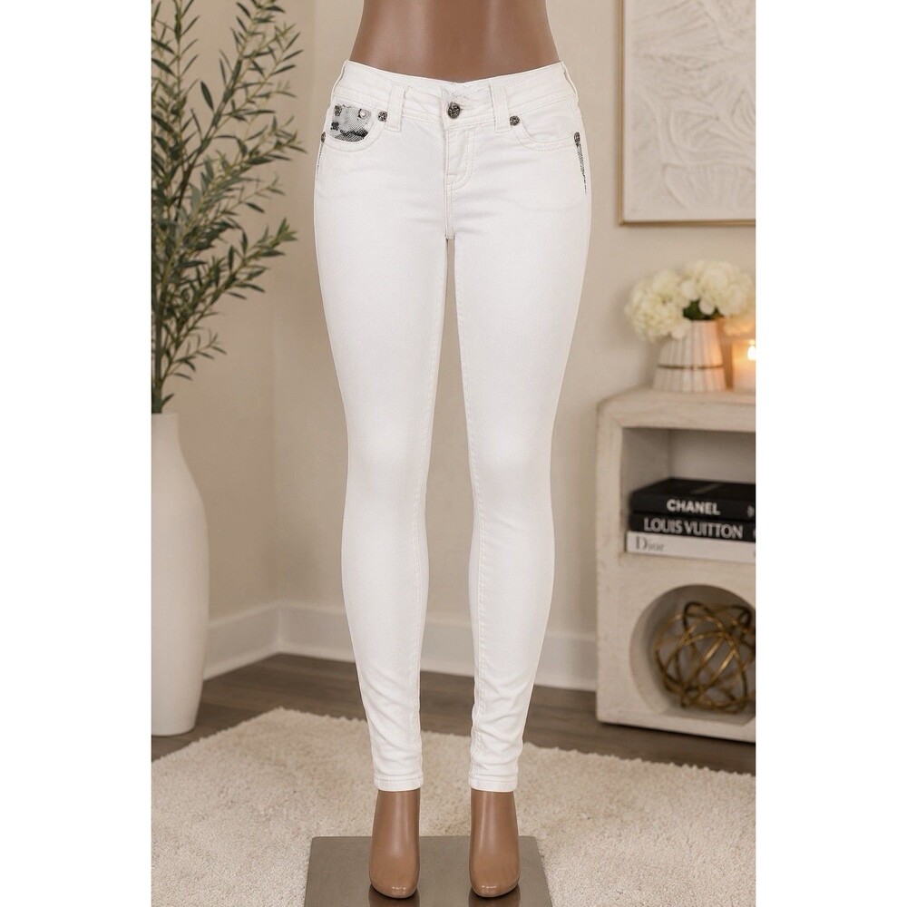 Miss Me Women's White Denim Skinny Slim Fit Stretch Jeans - Size 26